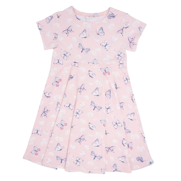 pink-butterfly-daisy-bamboo-cap-sleeve-swirly-girl-dress Sweet Bamboo - Sophia's StyleDresses-1